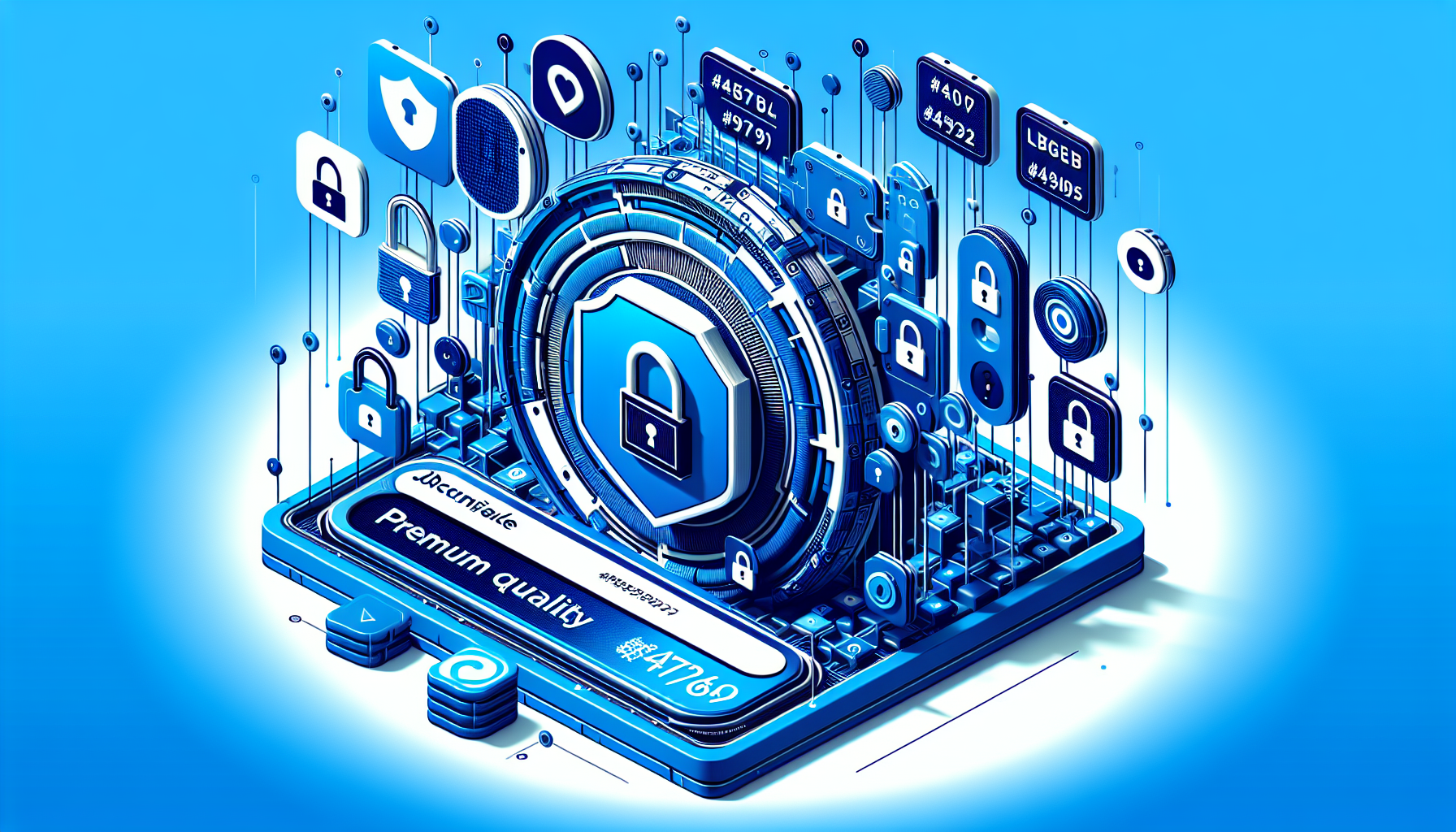 Editorial illustration of handles.gg review featuring a secure username marketplace with blue accents