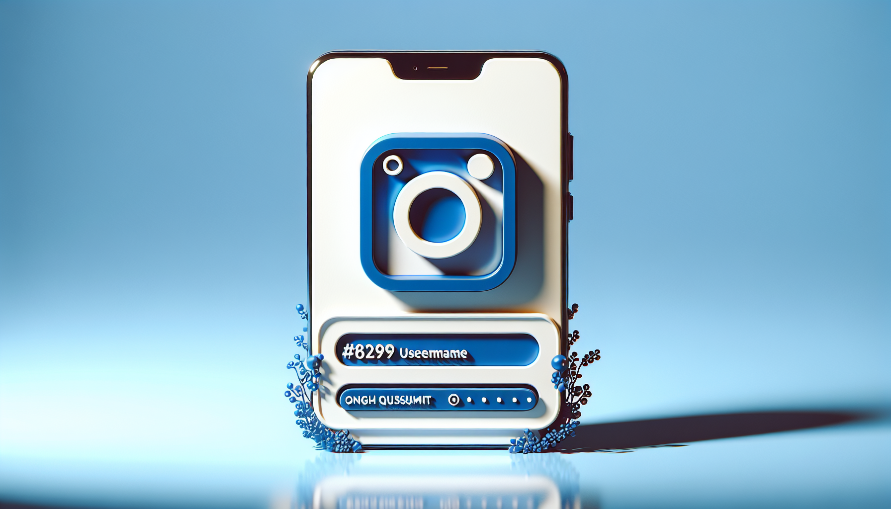 Editorial illustration of a rare one-word Instagram username with blue accent