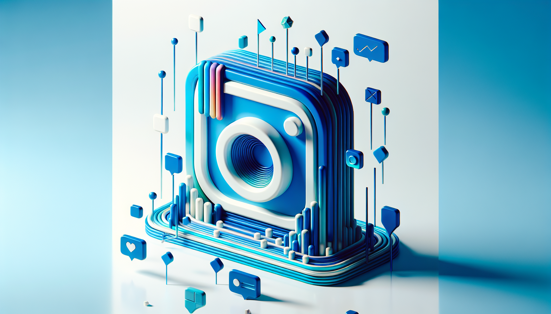 Ilustración conceptual de apelación de ban Instagram con icono desbloqueado y acento azul