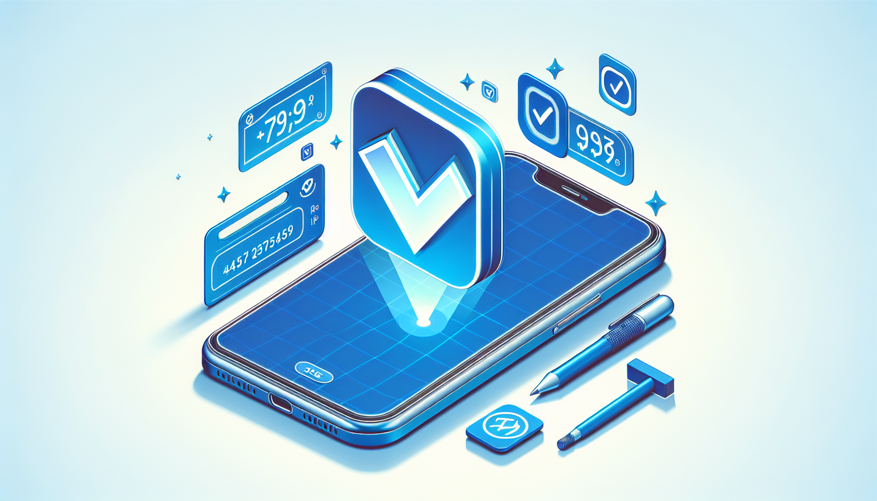 Ilustración de smartphone con Instagram y palomita azul mostrando el costo verificación Instagram