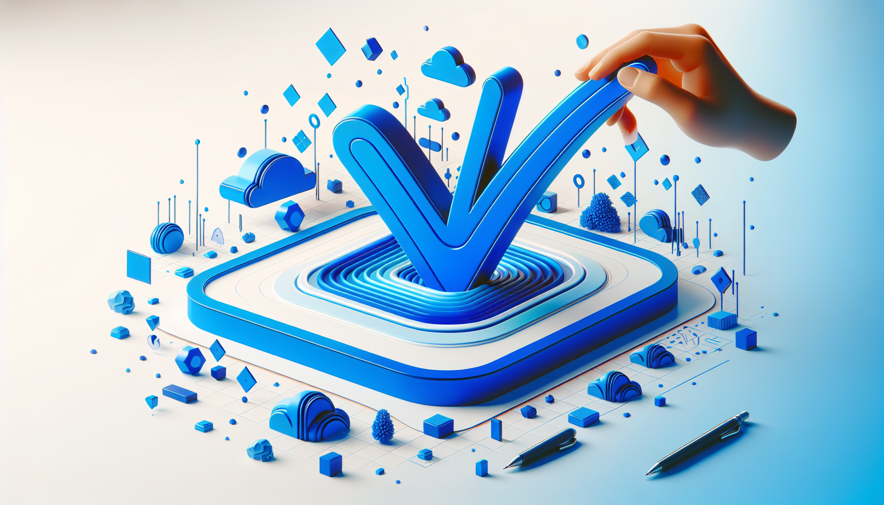 Ilustración editorial de la verificación Instagram con palomita azul y fondo limpio