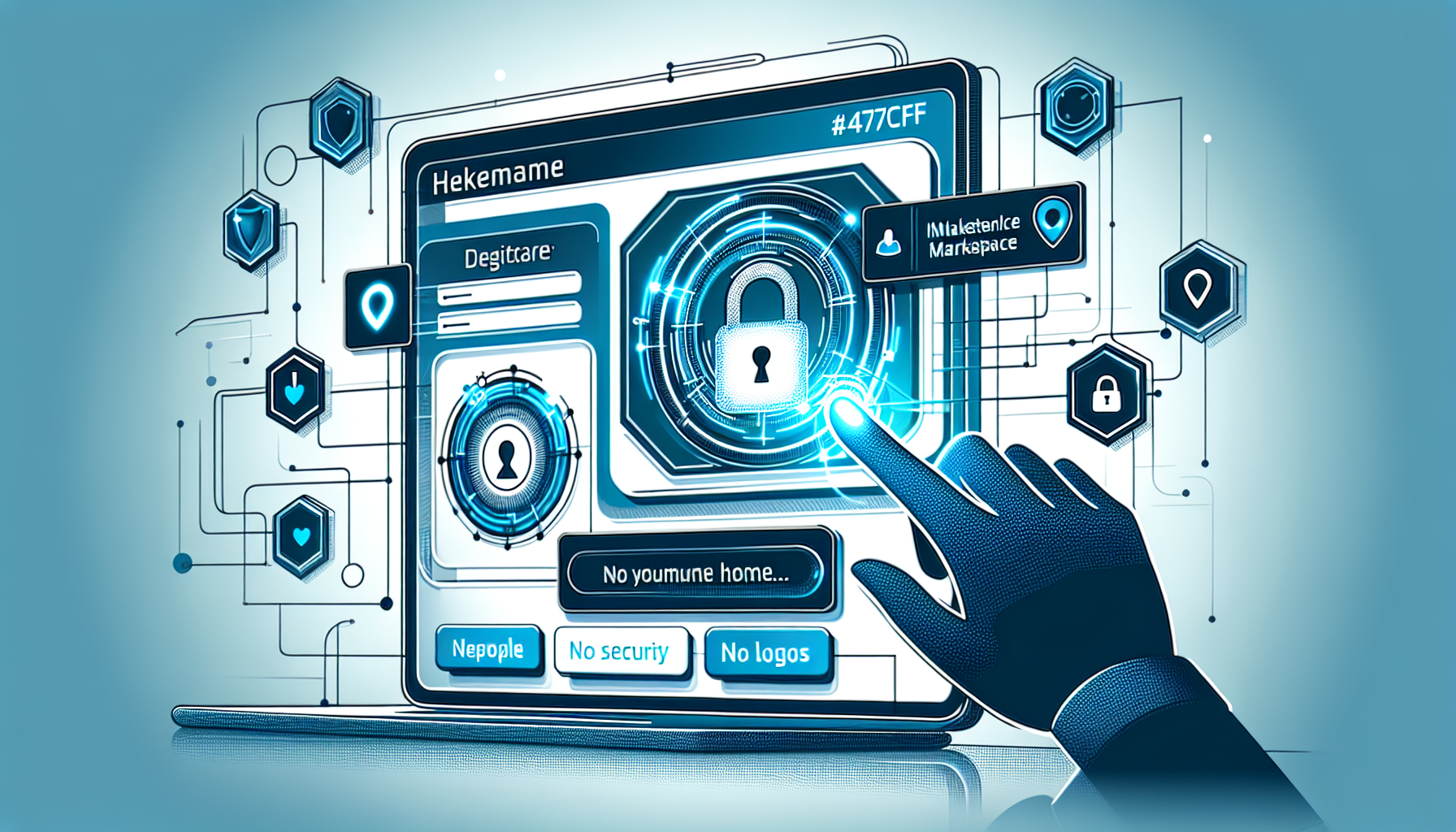 Illustrazione moderna di handles.gg recensione: marketplace username sicuro con accenti blu